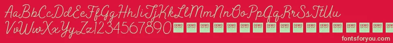 Peak Times   Demo Font – Green Fonts on Red Background