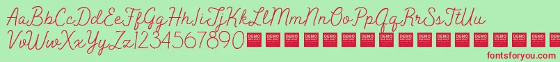 Peak Times   Demo Font – Red Fonts on Green Background