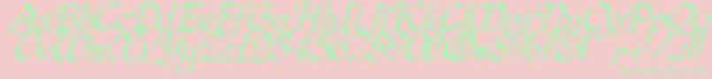 Quilloblique Font – Green Fonts on Pink Background