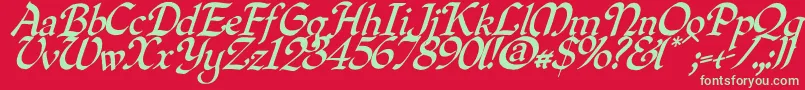 Quilloblique Font – Green Fonts on Red Background