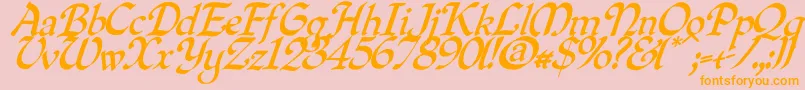 Quilloblique Font – Orange Fonts on Pink Background