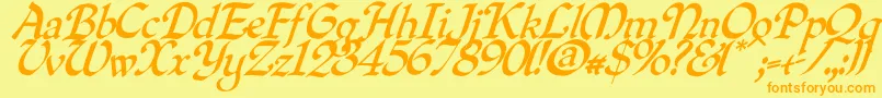 Quilloblique Font – Orange Fonts on Yellow Background