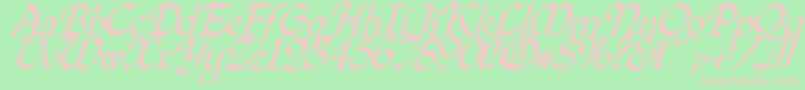 Quilloblique-Schriftart – Rosa Schriften auf grünem Hintergrund