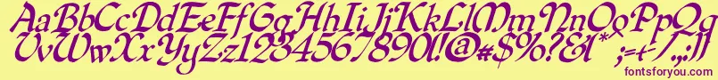 Quilloblique Font – Purple Fonts on Yellow Background