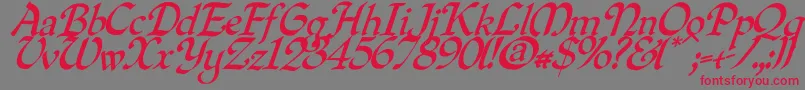 Quilloblique Font – Red Fonts on Gray Background