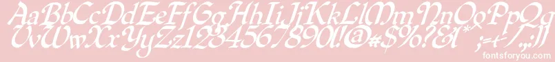 Quilloblique-Schriftart – Weiße Schriften auf rosa Hintergrund