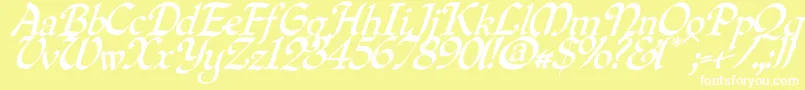 Quilloblique Font – White Fonts on Yellow Background