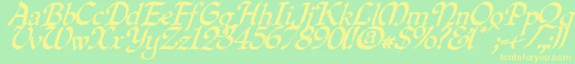 Quilloblique Font – Yellow Fonts on Green Background