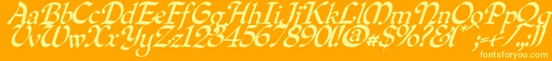 Quilloblique Font – Yellow Fonts on Orange Background