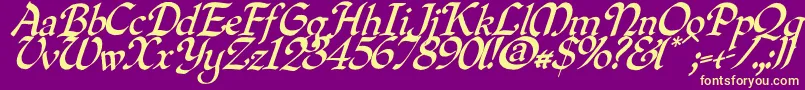 Quilloblique Font – Yellow Fonts on Purple Background