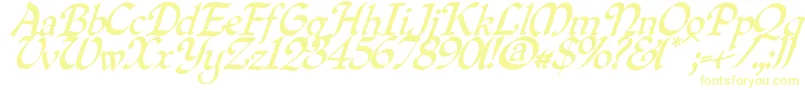 Quilloblique Font – Yellow Fonts on White Background