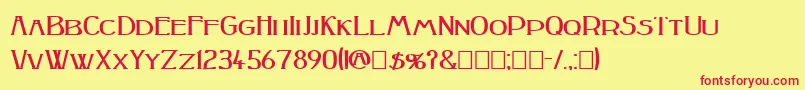 Peake Squat Bold-Schriftart – Rote Schriften auf gelbem Hintergrund