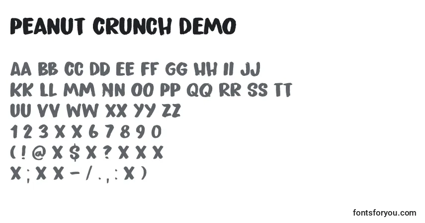 Peanut Crunch DEMO-fontti – aakkoset, numerot, erikoismerkit