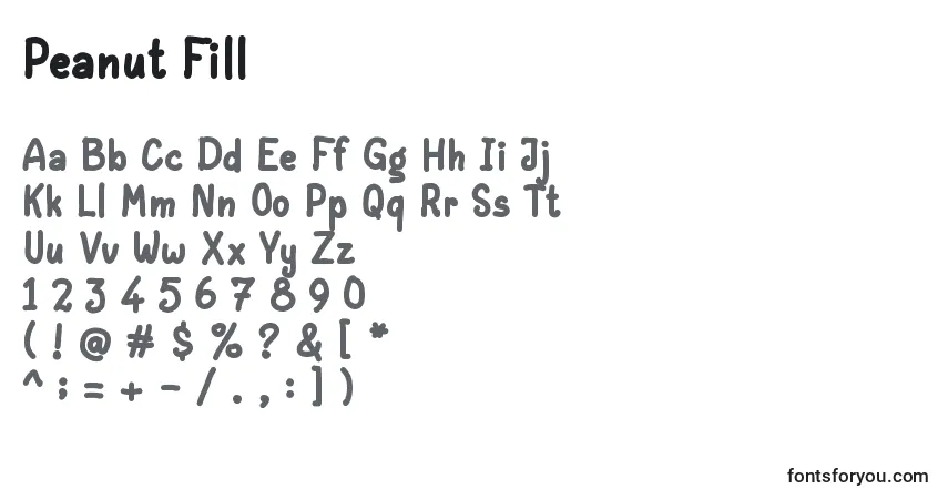 Schriftart Peanut Fill (136615) – Alphabet, Zahlen, spezielle Symbole