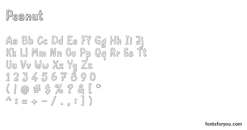 Czcionka Peanut – alfabet, cyfry, specjalne znaki