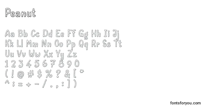 Schriftart Peanut (136617) – Alphabet, Zahlen, spezielle Symbole