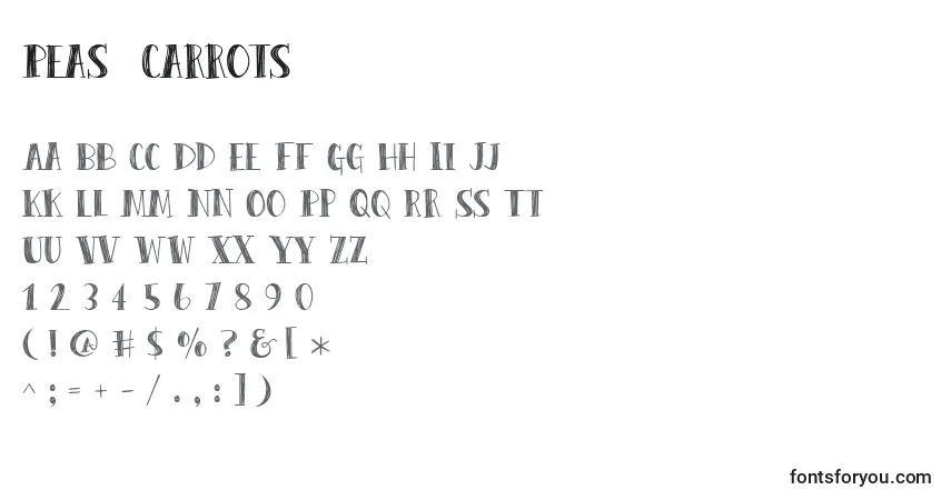 Czcionka Peas  Carrots – alfabet, cyfry, specjalne znaki