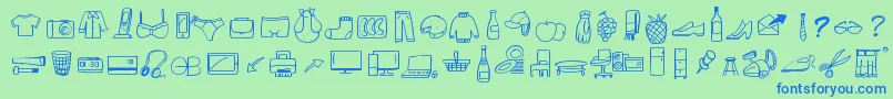 PeaxWebdesignFreeIcons-fontti – siniset fontit vihreällä taustalla