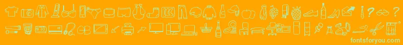 PeaxWebdesignFreeIcons-Schriftart – Grüne Schriften auf orangefarbenem Hintergrund