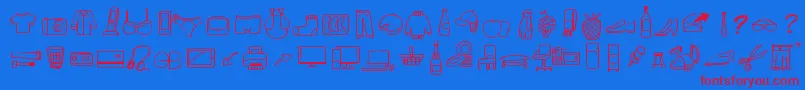 PeaxWebdesignFreeIcons-Schriftart – Rote Schriften auf blauem Hintergrund