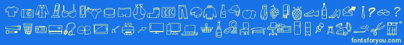 Fonte PeaxWebdesignFreeIcons – fontes amarelas em um fundo azul