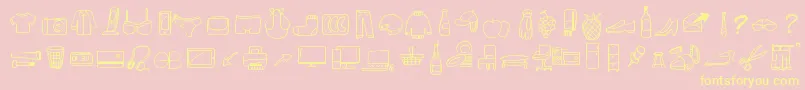 PeaxWebdesignFreeIcons-fontti – keltaiset fontit vaaleanpunaisella taustalla