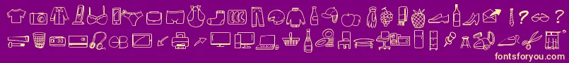 Fonte PeaxWebdesignFreeIcons – fontes amarelas em um fundo roxo