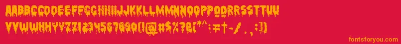 Peccatum-Schriftart – Orangefarbene Schriften auf rotem Hintergrund
