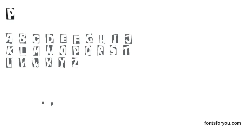 Schriftart Peepshow (136624) – Alphabet, Zahlen, spezielle Symbole
