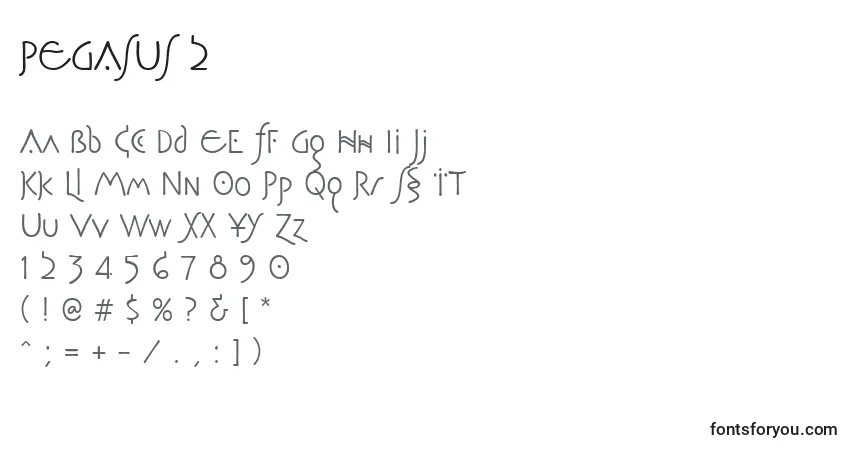 Schriftart PEGASUS 2 – Alphabet, Zahlen, spezielle Symbole