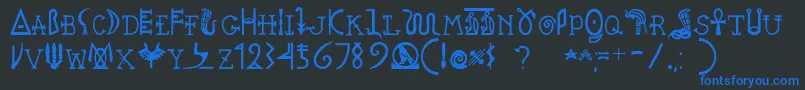 Pegypta Font – Blue Fonts on Black Background