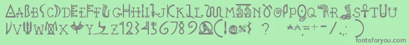 フォントPegypta – 緑の背景に灰色の文字