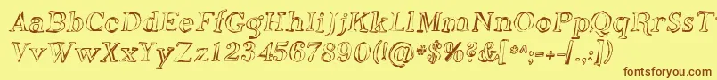 フォントSfphosphorusoxide – 茶色の文字が黄色の背景にあります。