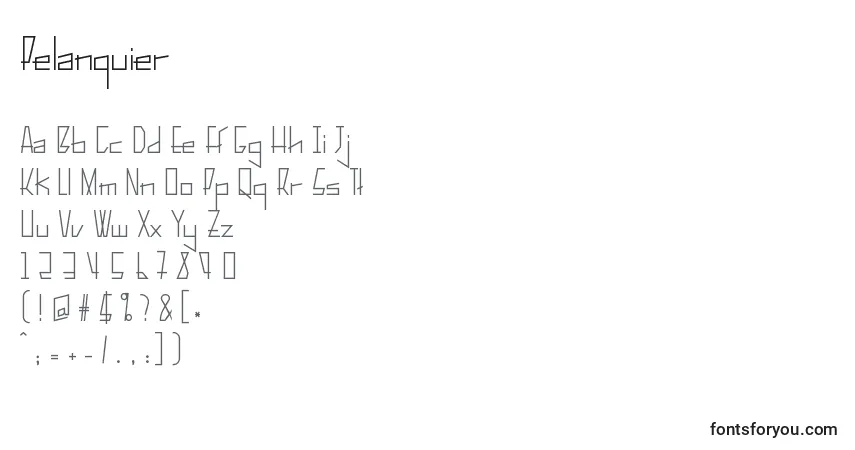A fonte Pelanquier – alfabeto, números, caracteres especiais