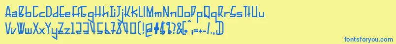 フォントPelanquierBlack – 青い文字が黄色の背景にあります。