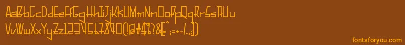 PelanquierBold-Schriftart – Orangefarbene Schriften auf braunem Hintergrund