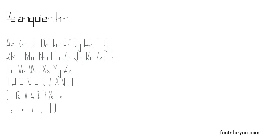 Fuente PelanquierThin - alfabeto, números, caracteres especiales