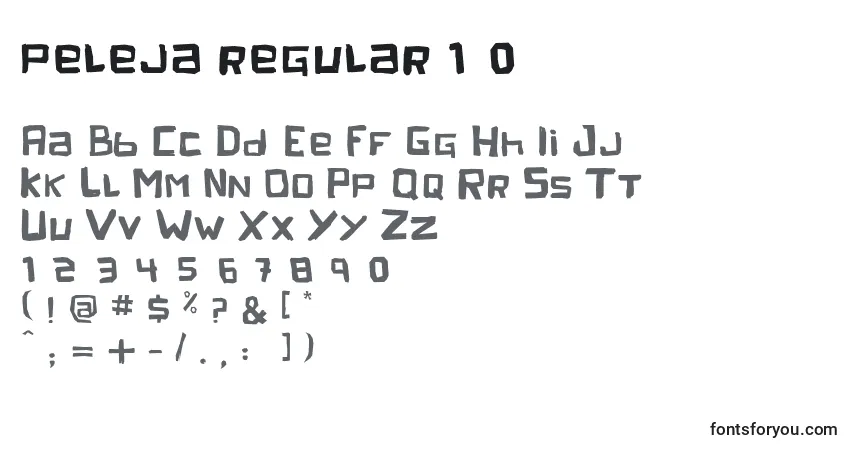 Schriftart Peleja regular 1 0 – Alphabet, Zahlen, spezielle Symbole