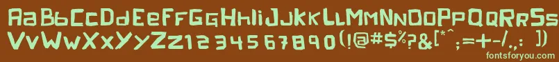 フォントpeleja regular 1 0 – 緑色の文字が茶色の背景にあります。