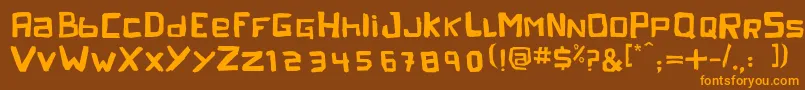 フォントpeleja regular 1 0 – オレンジ色の文字が茶色の背景にあります。
