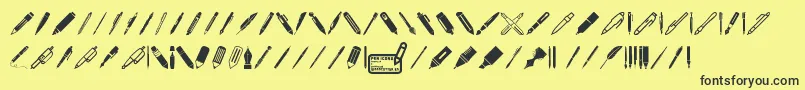 Pen Icons-Schriftart – Schwarze Schriften auf gelbem Hintergrund