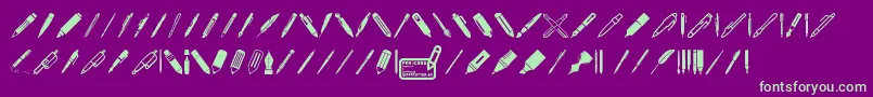 Fonte Pen Icons – fontes verdes em um fundo violeta