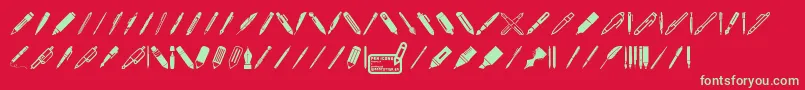 Fonte Pen Icons – fontes verdes em um fundo vermelho