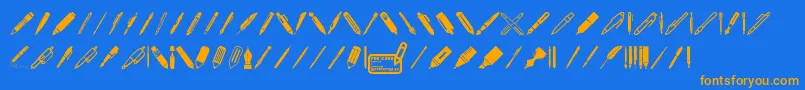 フォントPen Icons – オレンジ色の文字が青い背景にあります。