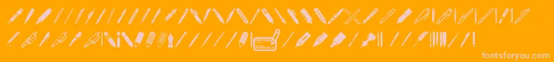 Pen Icons-Schriftart – Rosa Schriften auf orangefarbenem Hintergrund