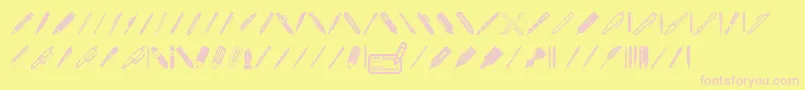 Pen Icons-Schriftart – Rosa Schriften auf gelbem Hintergrund