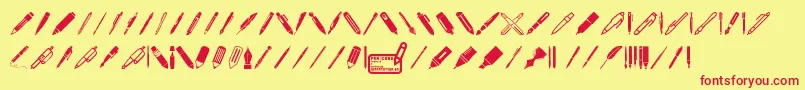 Pen Icons Font – Red Fonts on Yellow Background