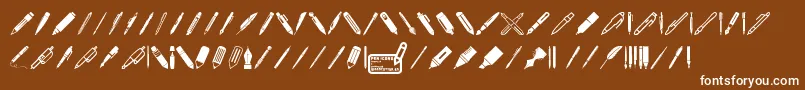 Pen Icons-fontti – valkoiset fontit ruskealla taustalla