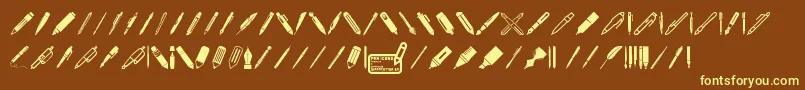 Czcionka Pen Icons – żółte czcionki na brązowym tle