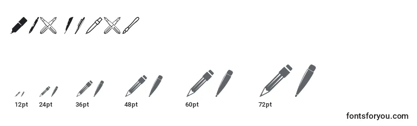 Größen der Schriftart Pen Icons